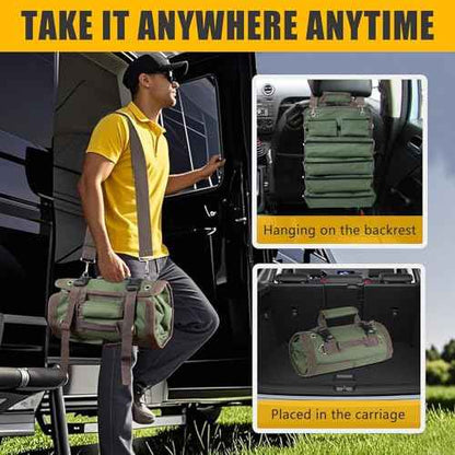 Roll Up Tool Bag, Heavy Duty Tool Organizer with 2 Detachable Zipper Pouches, Compact Durable Tool Storage for Men Women, Perfect for Handyman, RV Owners, Dad Birthday or Father¡¯s Day Gifts