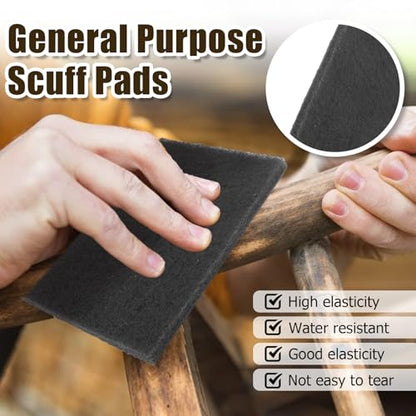 BokWin 6Pcs Scuff Pads Very Fine Grade General Purpose Sanding Hand Pads 200 x 125mm/8" x 5" Grey