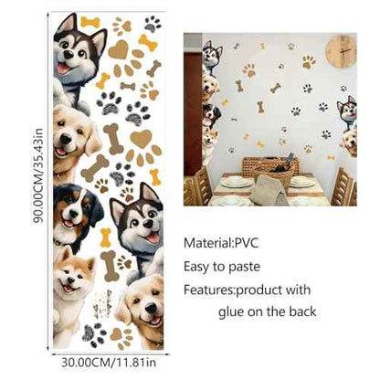 MLM Dog Wall Decor Paw Print Stickers Decal Dog Door Room Pup Art Wall Decor for Kids Baby Nursery Decoration Bedroom Classroom Decor Art DIY