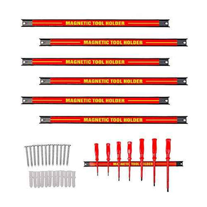 C-CHAIN 6PCS Heavy-Duty 18¡¯¡¯ Magnetic Tool Holder Racks Super Strong Metal Magnet Storage Tool Organizer Bars Set Great for Garage/Workshop (Mounting Screws Included)