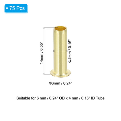 PATIKIL Brass Compression Insert, 75 Pcs 6mm OD x 4mm ID Tube Insert Tube Support Compression Fitting Assortment Kit for Water Oil Air Pipe