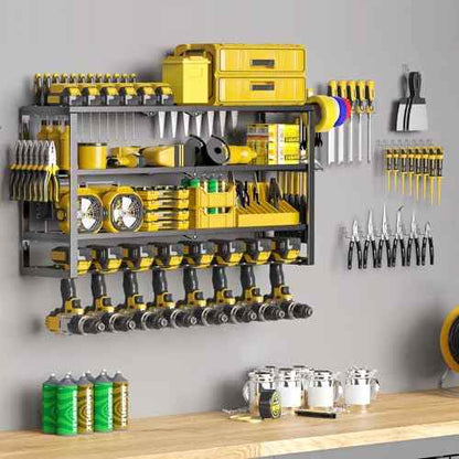 Power Tool Organizer Wall Mount,8 Drill Holders,Tool Organizers Power Tool & Drills Storage Rack Tool Shelf in Garage Workshop for Father's Day Husband Men's Gift (4Tiers, 8 Drill Holder)
