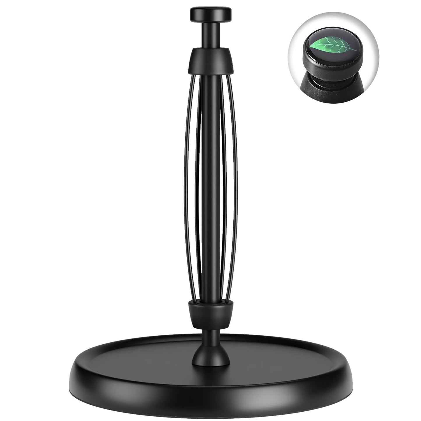 Countertop Paper Towel Holder - One-Handed Tear with Ratchet Mechanism, Weighted Base Degradable Plastic Paper Towel Stand, Black Farmhouse Kitchen Bathroom Decor Accessories