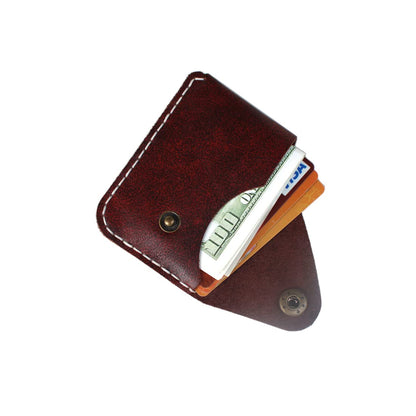 YAN TA HANDMADE Leather Card Case Wallet with Money Clip Minimalist Simple Thin and Large Capacity Front Pocket Card Holder (maroon)