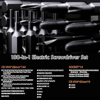 180 in 1 Electric Screwdriver Set, Power Screwdriver, Precision Screwdriver Set, 3 Torque Modes with 162 Magnetic Precision Bits, Screwdriver it for Phone Camera Computer Watch Laptop Drones