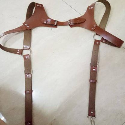 FTmgg@qq Men's Leather Body Chest Harness Suspenders Adjustable Buckle Shoulder Armors Straps Punk Black Belt Club Party Rave Costumes
