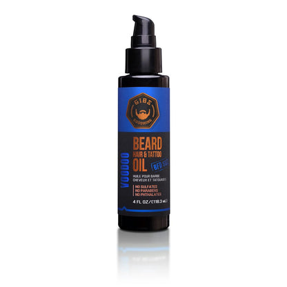 GIBS Beard, Hair & Tattoo Oil - Softens & Strengthens Beard Growth, Moisturizes Skin (4 Scents, 2 Sizes)