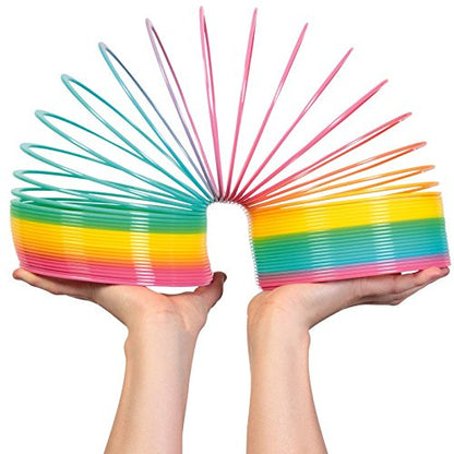 Liberty Imports 6" Jumbo Rainbow Coil Spring - Giant Classic Novelty Toy, Big Fun Large Magic Walking Magic Spring for Fidget and Stress Relief - Great Gift for Kids, Adults (Round)