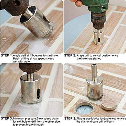 1/4" / 6mm Diamond Hole Saw Drill Bits, Glass Tile Hole Saw - Pack of 15