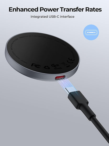 Wireless Charging Pad, MagFusion Aura 15W Fast Charging Qi2 Certified Magnetic Wireless Charger Compatible with MagSafe for iPhone17/16/15/14/13/12 Series