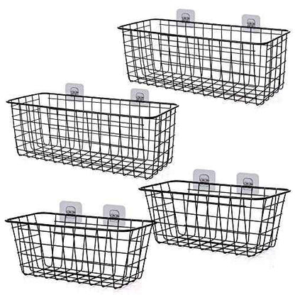 4 Pack Wire Storage Baskets Household Metal Wall-Mounted Containers Organizer Bins for Kitchen Bathroom Freezer Pantry Closet Laundry Room Cabinets Garage Shelf, 2 Large 2 Medium