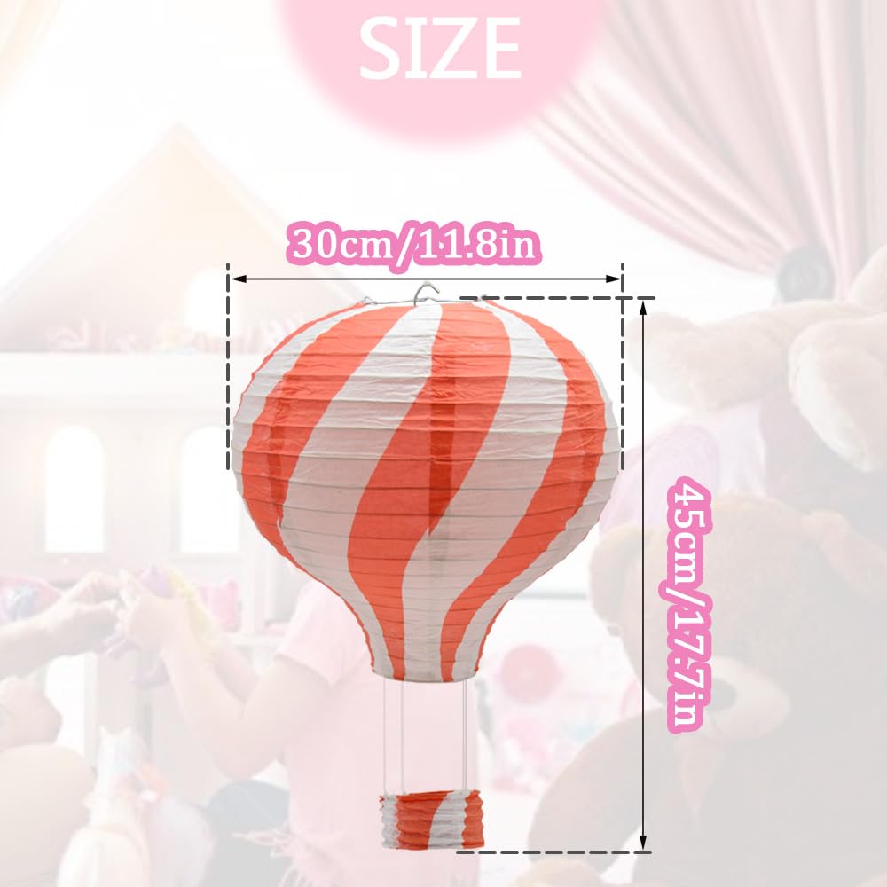 Ruidee 3 Pieces Hanging Hot Air Balloon Paper Lanterns 12 inch Paper Lanterns Set Decoration Ball Lamps for Wedding, Birthday, Anniversary, Christmas (Red)