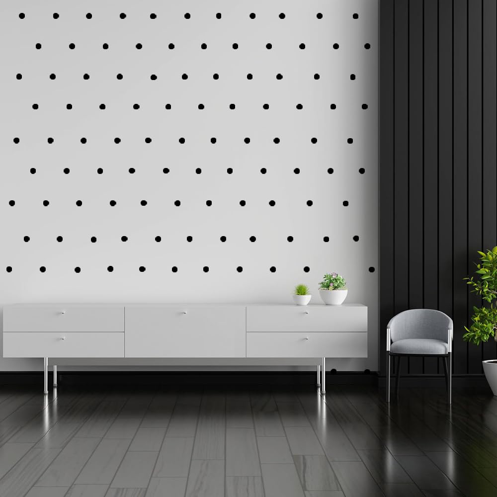 240 Pcs 1-Inch Black Polka Dot Wall Decals – Removable & Self-Adhesive Vinyl Stickers for Kids Room, Nursery & Home Decor (Matte Black, 1 Inch Dots)