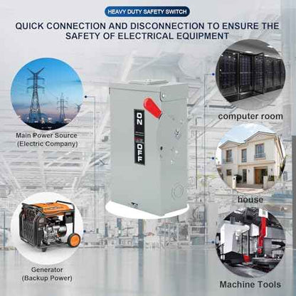 3P 60Amp 240V 3 Wire Heavy Duty Safety Switches£¬Ac Disconnect Switches Box£¬Quick Disconnect Safety Switch