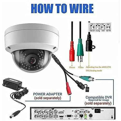4MP Analog Coax Dome TVI CVI CCTV Surveillance Security Camera, 2.8mm 100¡Æ Wide Viewing Angle, 65ft IR Night Vision, Outdoor, Full Metal Housing, ONLY Compatible with 4MP, 5MP and 8MP DVR