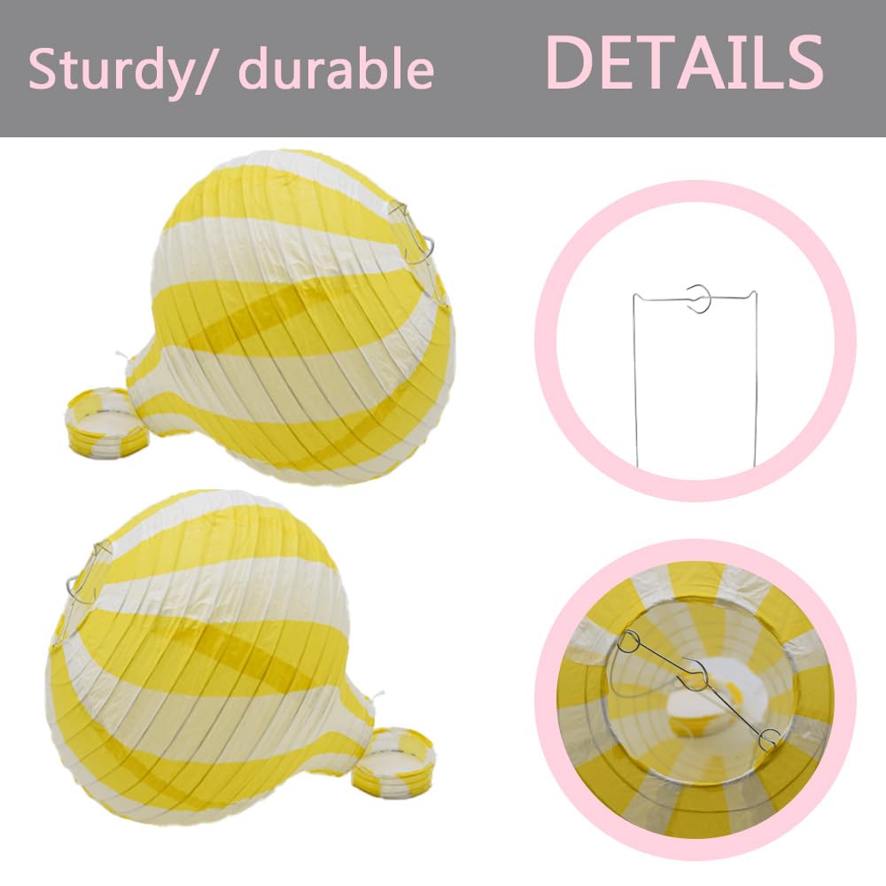 Ruidee 3 Pieces Hanging Hot Air Balloon Paper Lanterns 12 inch Paper Lanterns Set Decoration Ball Lamps for Wedding, Birthday, Anniversary, Christmas (Yellow)