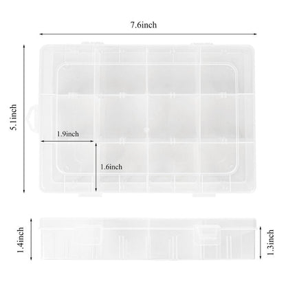 ZUFECY Small Fishing Tackle Box, 12 Clear Plastic Parts Organizer with Adjustable Dividers, Transparent Organizer Tray Organizers and Storage Box for Tackle Bead