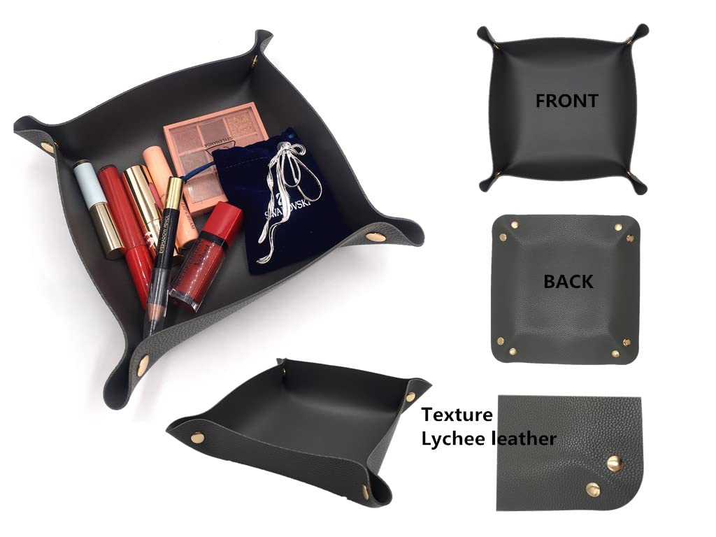 4 Pack Valet Tray PU Leather Jewelry Tray for Women and Man Portable Catchall Travel Storage Dish Plate Key Tray For Entryway Desk Organizer for Phone, Keys, Glasses, Wallet, Earphone, Watch, Coin