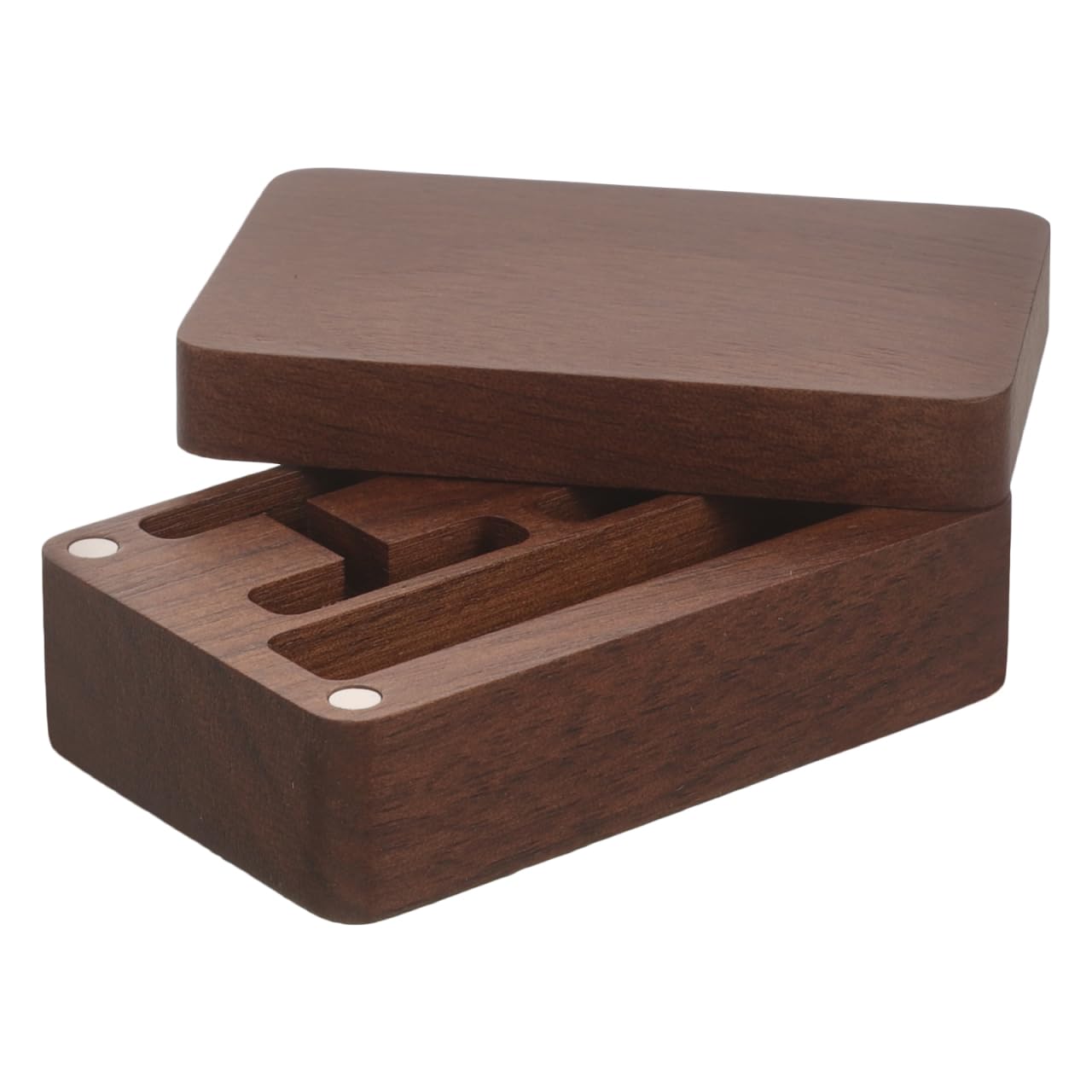 WOFASHPURET Walnut Storage Box for Men Jewelry Organizer Small Cufflink Box Case with Tie Clips Holder Compact Design for Home Office