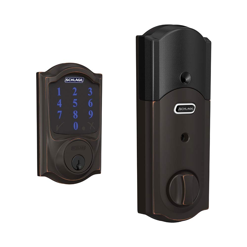 SCHLAGE Connect Camelot Touchscreen Deadbolt Smart Lock w/ Alarm (Aged Bronze)
