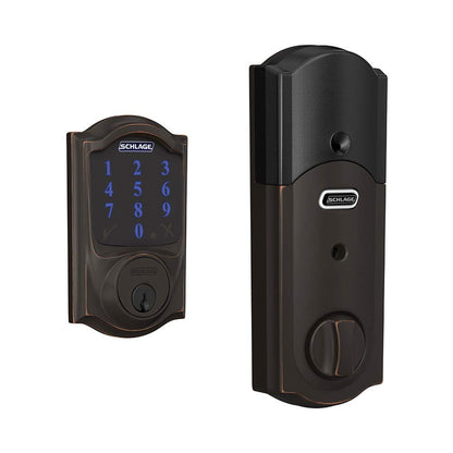 SCHLAGE Connect Camelot Touchscreen Deadbolt Smart Lock w/ Alarm (Aged Bronze)