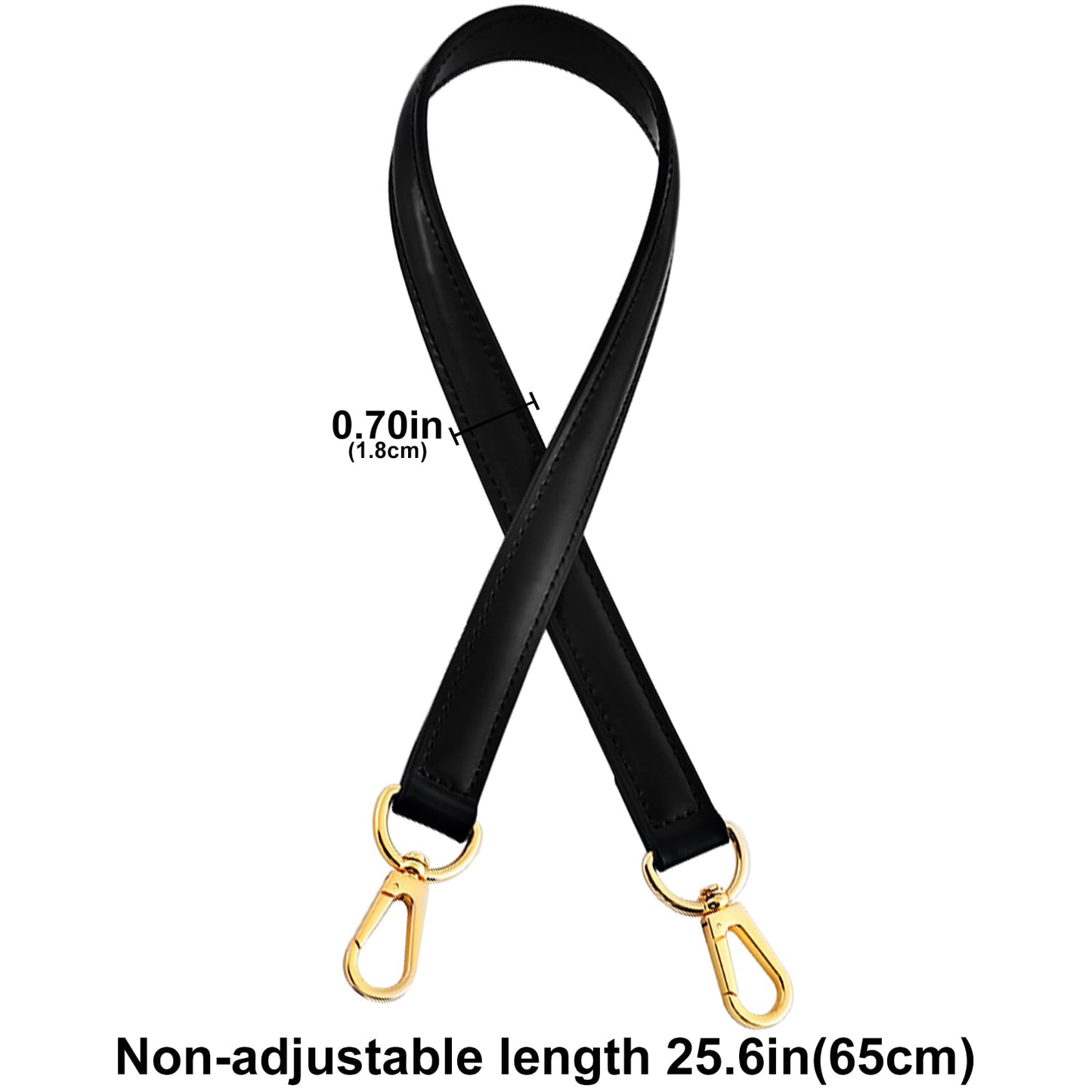 jiesinlov Vachetta Leather Replacement Straps Purse Shoulder Strap Accessories for Graceful Tote Hobo Speedy25 30 Alma And Dauphine pochette neno Bags(W0.7in,L25.6in-Black)