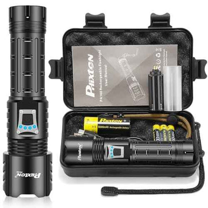 PHIXTON Rechargeable Flashlights High Lumens 10000 Super Bright Long Range 3280FT, Long Lasting 15H Powerful USB C LED Strong Flash Light High Powered, Heavy Duty, Zoomable, for Home Camping Gift