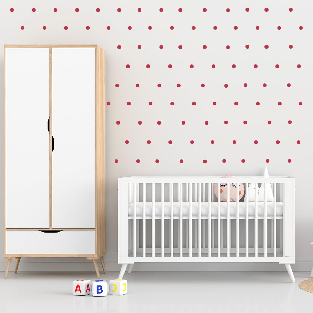 Colorful Dot Wall Stickers - Set of 9 Peel & Stick Decals for Kids Rooms, Nursery, and Crafts (Red, 1 inch dot 240)