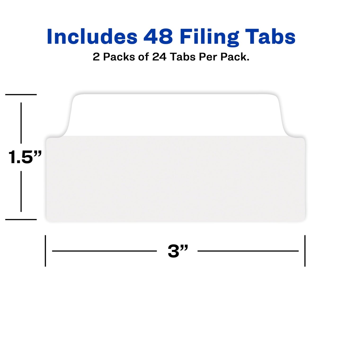 Avery Ultra Tabs, File Tabs, 3" x 1.5", 2-Side Writable, White, Self-Adhesive, 24 Per Pack, 48 Total (2-Pack of 74776)