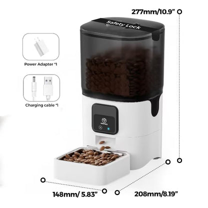 PAPIFEED Smart Automatic Cat Feeders: WiFi Pet Feeder with APP Control for Remote Feeding, Detachable for Easy Clean, Automatic Cat Food Dispenser with Alexa,1-30 Meals Per Day for Dog (6L/25Cup)