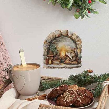 4 Sheets Christmas Realistic 3D Mouse Hole Wall Decals Cute Mouse in Hole Wall Stickers Removable Funny Mouse Hole Wall Stickers for Wall,Home,Kids Room, Living Room, Bedroom,Nursery Decor