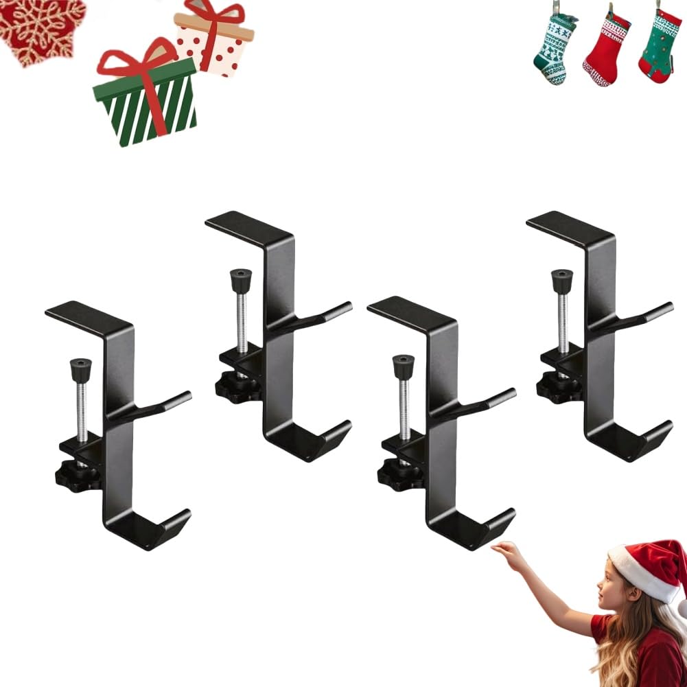 2 in 1 Garland Hangers and Fireplace Stocking Holders，Mantel Hanger for Garland Hooks for Christmas Adjustable No Drill Mantle Hooks Stocking Hanger for Fireplace Xmas Holiday Home Party Decoration