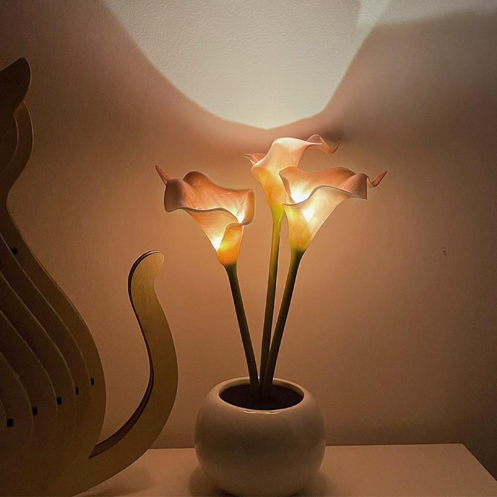 Naimo Flower Night Light Rechargeable LED Night Lamp Calla Lily Table Lamp for Bedroom Living Room Birthday Party Desktop Home Decor
