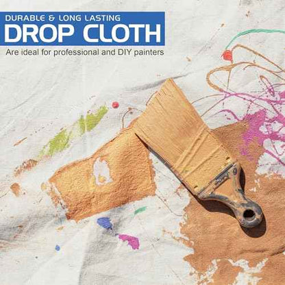 Utopia Drop Cloth for Painting (4x5 ft, 1 Pack) Washable and Reusable Canvas Fabric for Furniture & Floor Protection Highly Absorbent Paint Cover - Duck Dropcloth for Outdoor and Indoor Use