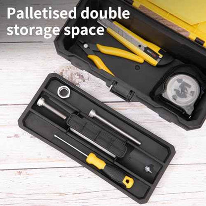 DELI Plastic Tool Box with Handle, 20 inch Tool Case with Double Locking and Removable Tray, Toolbox Organization