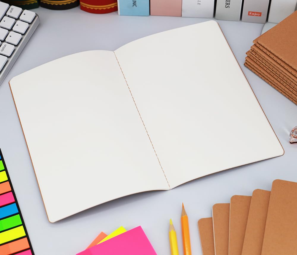 Zegrox 16 Pack Kraft Blank Notebooks for Writing, A5 Size 8.3 x 5.5in, 60 Pages Each, Bulk Sketchbook Journals Set for Travel Journal, Student, Kids, Writing