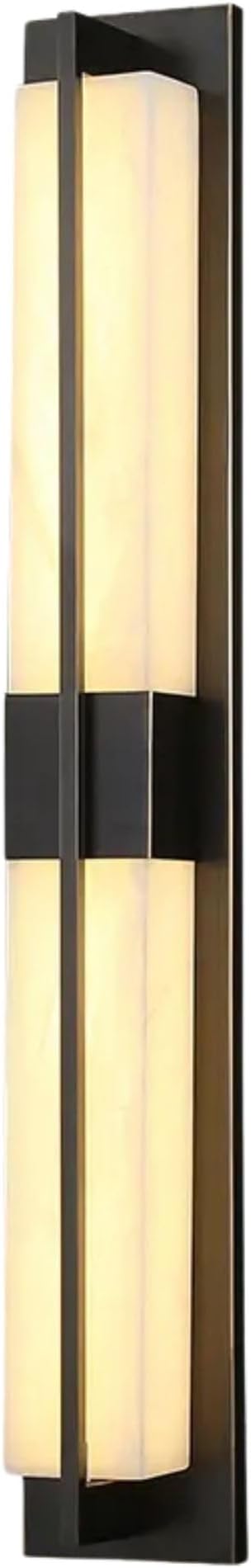 LED Outdoor Wall Lights Fixture Lamps. Modern Elegant Acrylic lampshade with Marble Texture, Aluminum Body. Exterior Black Sconce Wall Lantern IP65 Waterproof Anti Rust. (Modern LED Black 32''H, 18W)