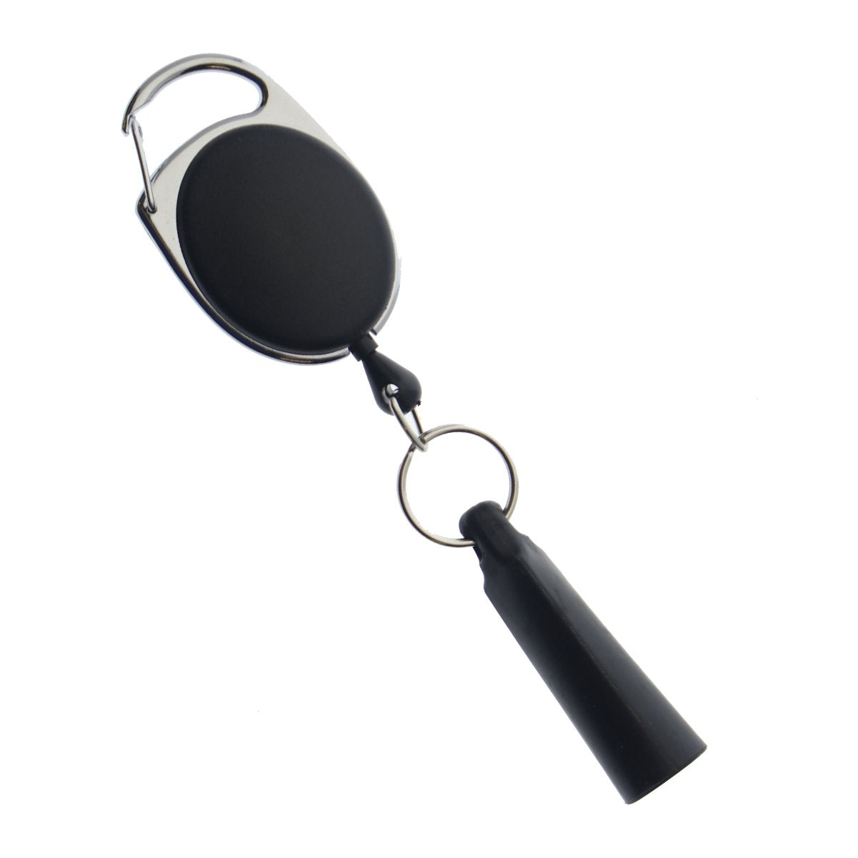 Reel-N-Rite 2 Pack - Retractable Pen Reel for Thick Markers & Carpenter Pencils - Carabiner Clip for Apron, Belt Loop or Bag Strap - Great Gift for Baristas - Pen Leash for Nurses (Black)