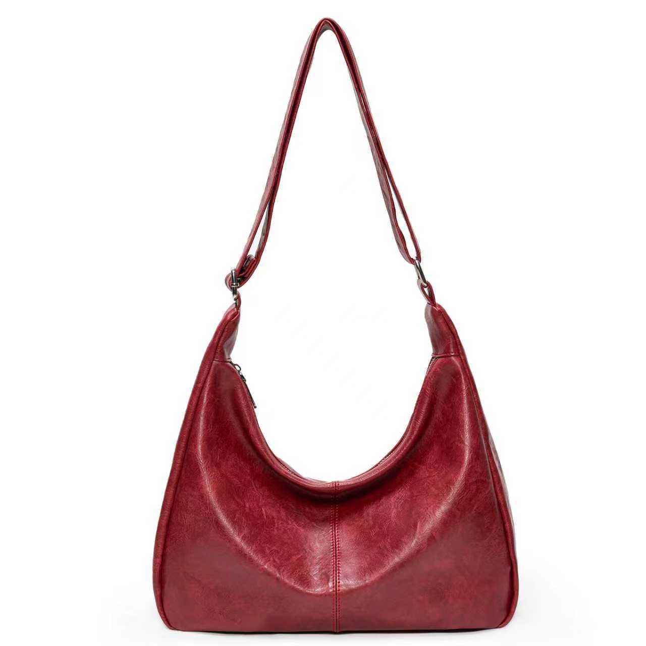 celestina Soft Vegan Leather Hobo Bag for Women, Slouchy Shoulder Handbag Tote Purse, Burgundy