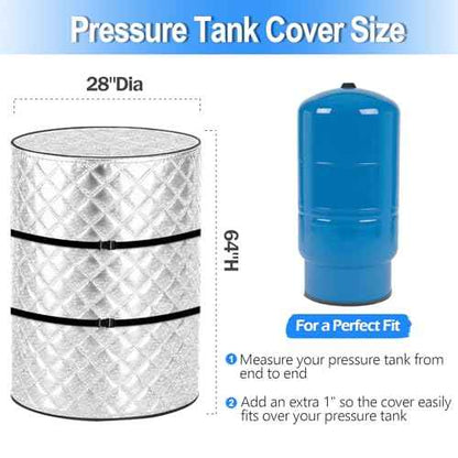 Round Well Pressure Tank Cover, Water Well Tank Covers Insulated, Insulated Well Pump Cover, 3 Layers Water Tank Insulation Blanket for Winter Freeze Proof, 28"Dia x 64"H