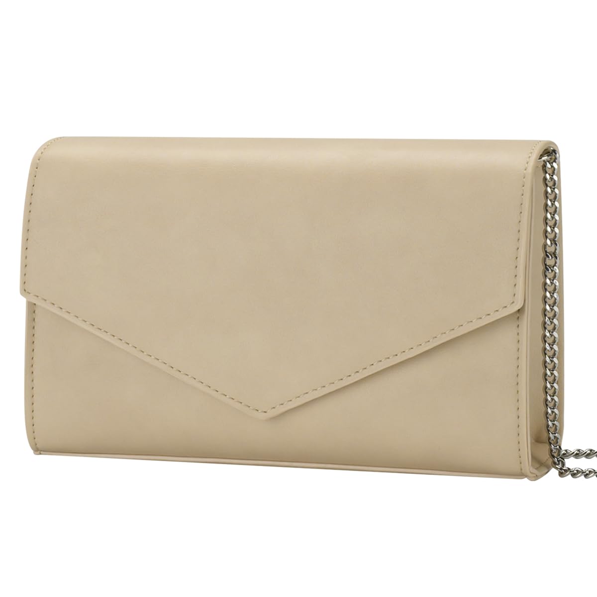 GM LIKKIE Clutch Purse for Women, Evening Envelope Clutch Bag, Crossbody Foldover PU Leather Shoulder Handbag (Beige)