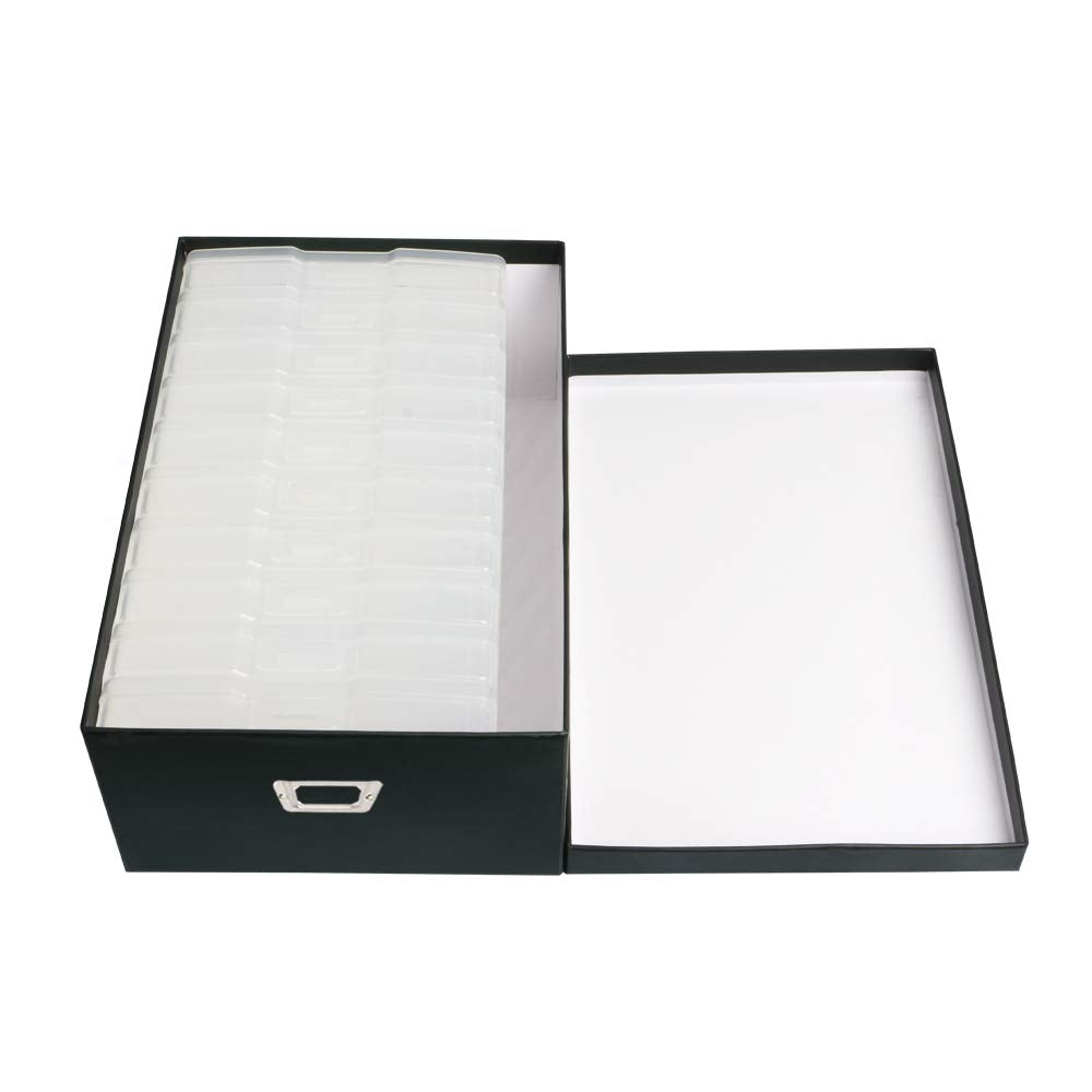 novelinks Photo Case 4" x 6" Photo Storage Box, 10 Inner Picture Storage Containers & Photo Organizer Cases, Portable Photo Craft Keeper for Photos, Crafts, Cards (Black, 2 Pack)