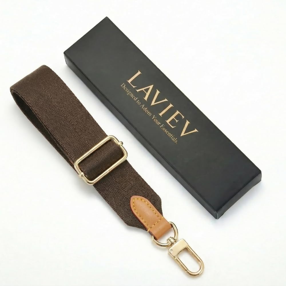 LAVIEV Wide Purse Strap Crossbody Replacement Strap for Handbags Adjustable Black and Brown Leather Purse Strap (Brown-Honey Leather)