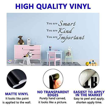 Wall Stickers, Kids Wall Stickers, (Easy to Install), Wall Decals Quotes Inspirational Boys Girls Baby Living Room Bedrooms Nursery Office Teens Words Signs Home Art Decor Vinyl, You Are Smart 21"X12"