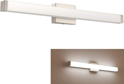 Bathroom Vanity Light Brushed Nickel Square LED 24 inch 14W 4000K Natural White Light Wall Bar Lighting Fixtures Over Mirror (Brushed Nickel, 40in)