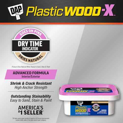 DAP Plastic Wood-X with DryDex Wood Filler, Natural, 8 Oz (7079800541)