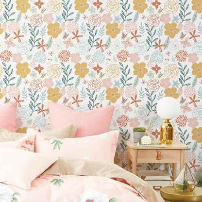 WENMER Floral Peel and Stick Wallpaper 17.71¡±¡¿118¡±Boho Floral Wallpaper Pink Floral Contact Paper Self Adhesive Removable Wallpaper for Bathroom Cabinet Decorative