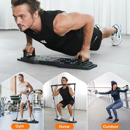 Push Up Board, Portable 25-In-1 Push up Board for Men, | Pilates Bar & Fitness Accessories with Resistance Bands & Ab Roller Wheel, Professional Strength Training Equipment For Man and Women