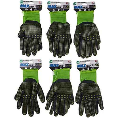 Midwest Gloves & Gear 93P06-SM-AZ-6 Max Grip, 6pr Pack, Ladies Green, Small