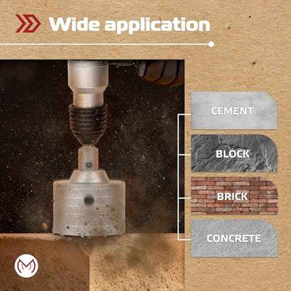 17PCS Concrete Hole Saw Kit with 2 Drill Bits, SDS Plus & Max Shank, Masonry Hole Saw Kit Size 30-110MM, Brick, Cement, Block, Concrete Drilling